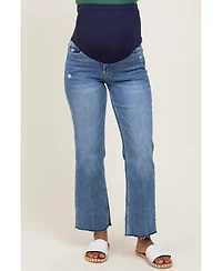 Pinkblush Maternity Blue High Rise Raw Hem Ankle Straight Jeans