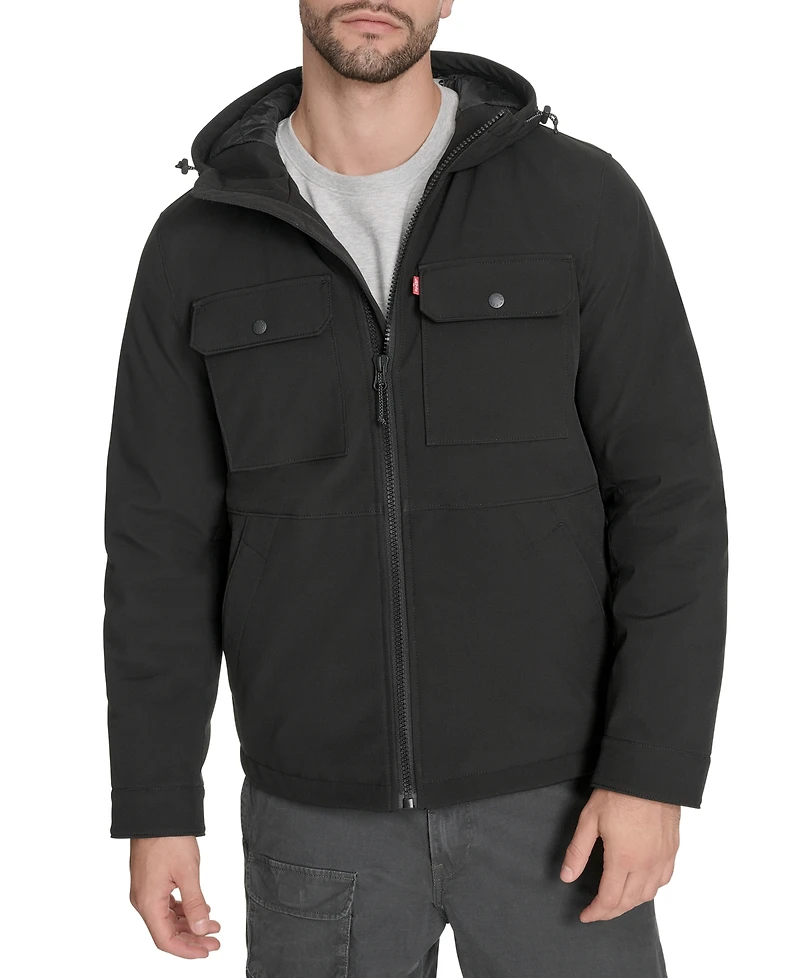 Levi's Men's Rib Stop Softshell with Hood Jacket