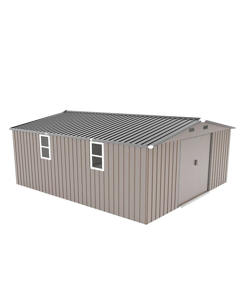 Mondawe 10x12 Ft Metal Storage Shed with Windows, Protective Film & Waterproof Roof