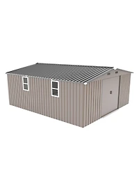 Mondawe 10x12 Ft Metal Storage Shed with Windows, Protective Film & Waterproof Roof
