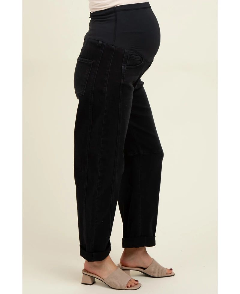 Pinkblush Maternity Black Rolled Cuff Barrel Leg Jeans