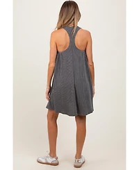 Pinkblush Charcoal Ribbed Sleeveless Open Back Maternity Midi Dress