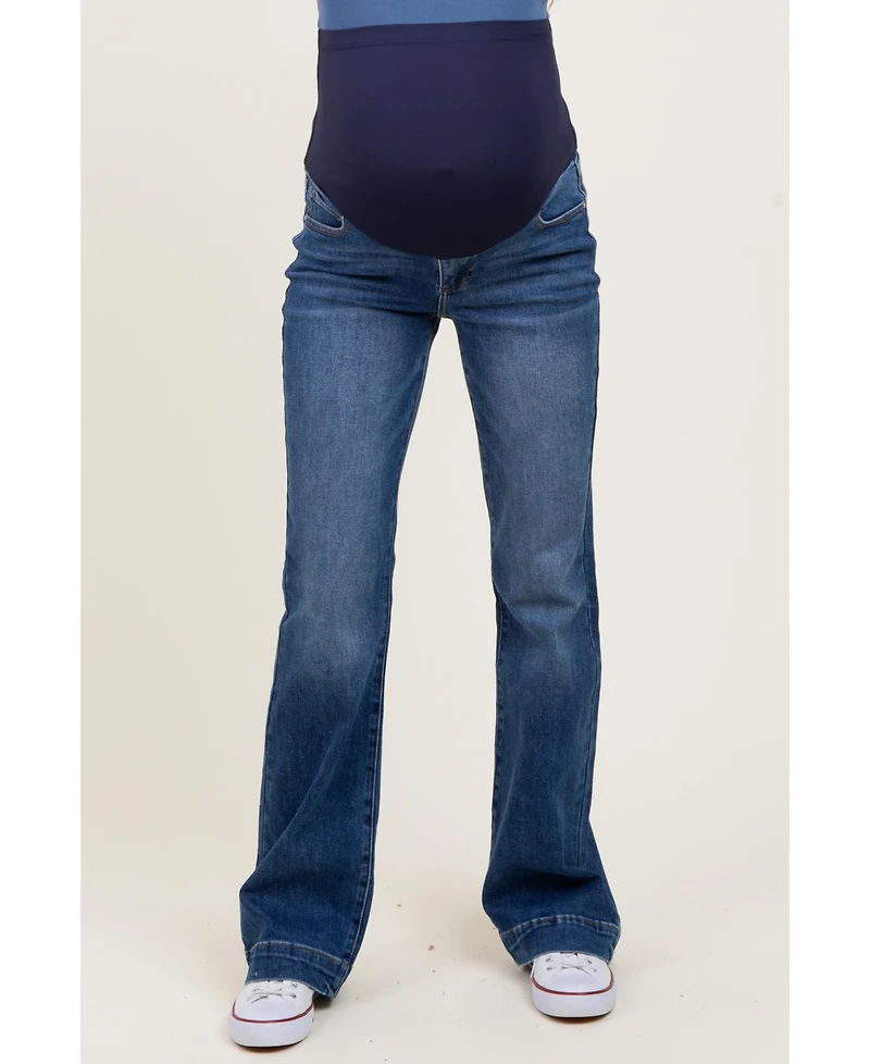 Pinkblush Maternity Navy Blue Wide Hem Bootcut Jeans