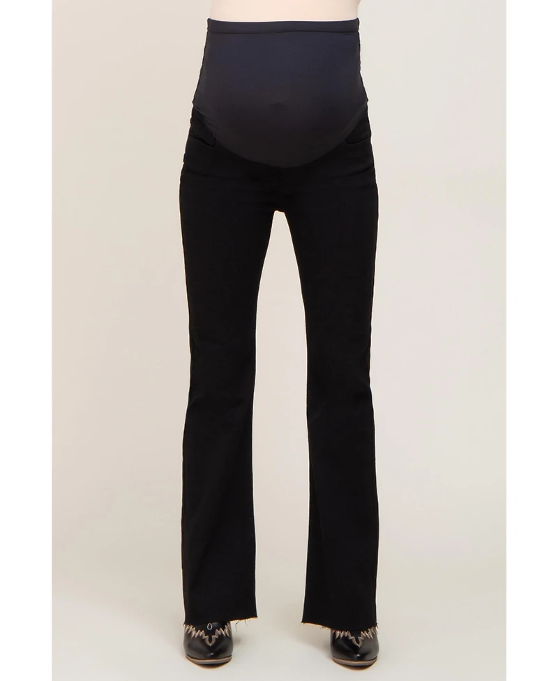 Pinkblush Maternity Black Flare Leg Raw Hem Jeans