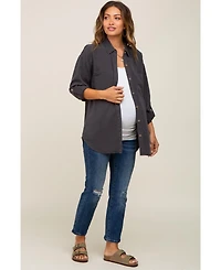 Pinkblush Charcoal Button Down Maternity Top