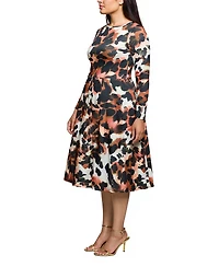 24seven Comfort Apparel Plus Long Sleeve Midi Dress