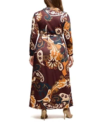 24seven Comfort Apparel Plus Paisley Empire Waist Maxi Dress