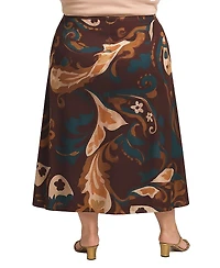 24seven Comfort Apparel Plus Elastic Waist Midi Skirts