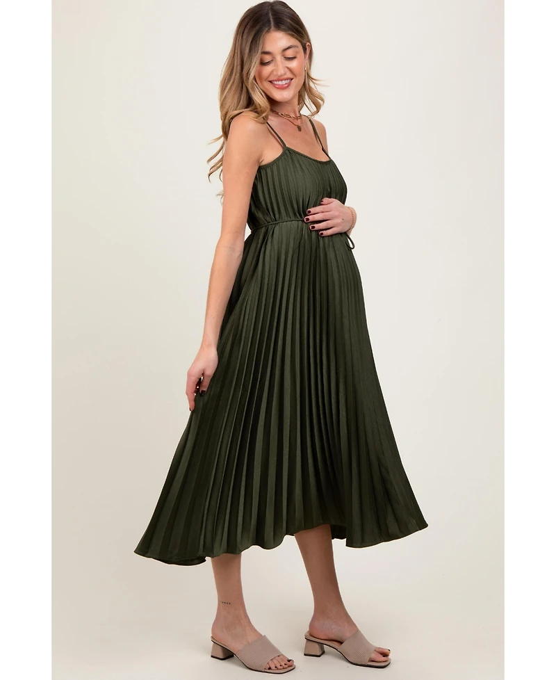 Pinkblush Maternity Light Blue Pleated Sash Tie Midi Dress