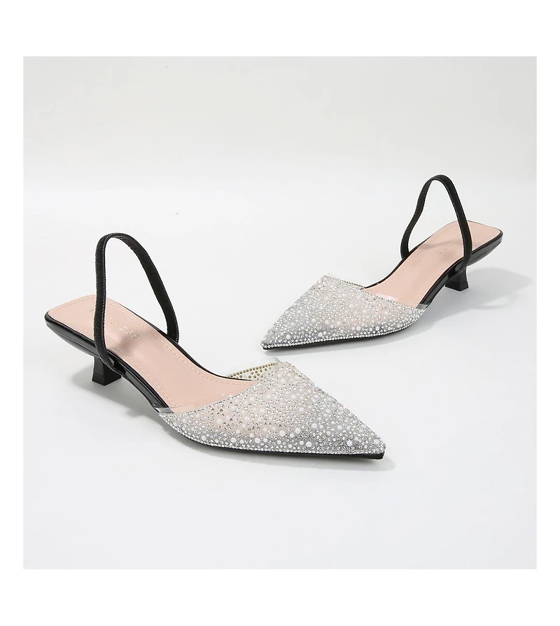Berness Mara Slingback with Pearls and Rhinestones