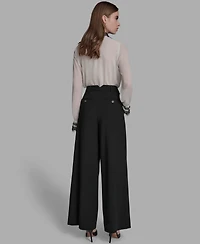 Bcbg Women's Pleated Back Notch Wide Leg Pants