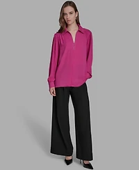 Bcbg Women's Long Sleeve Embellish Trim Top