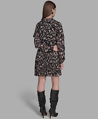 Bcbg Women's Long Sleeve Crinkle Empire Waist Dress