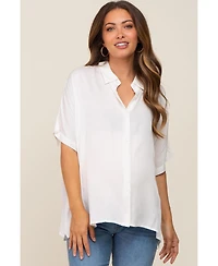 Pinkblush Maternity White Button Up Dolman Short Sleeve Top