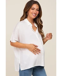 Pinkblush Maternity White Button Up Dolman Short Sleeve Top