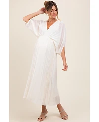 Pinkblush Maternity Blue Pleated V Neck Maxi Dress