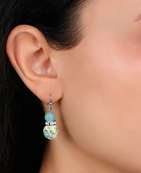 2028 Blue Rose Bead Drop Earrings