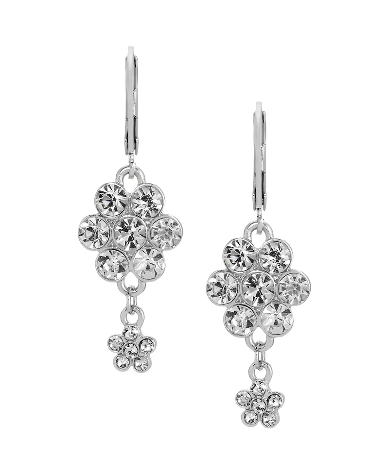 2028 Silver Tone Crystal Flower Earrings