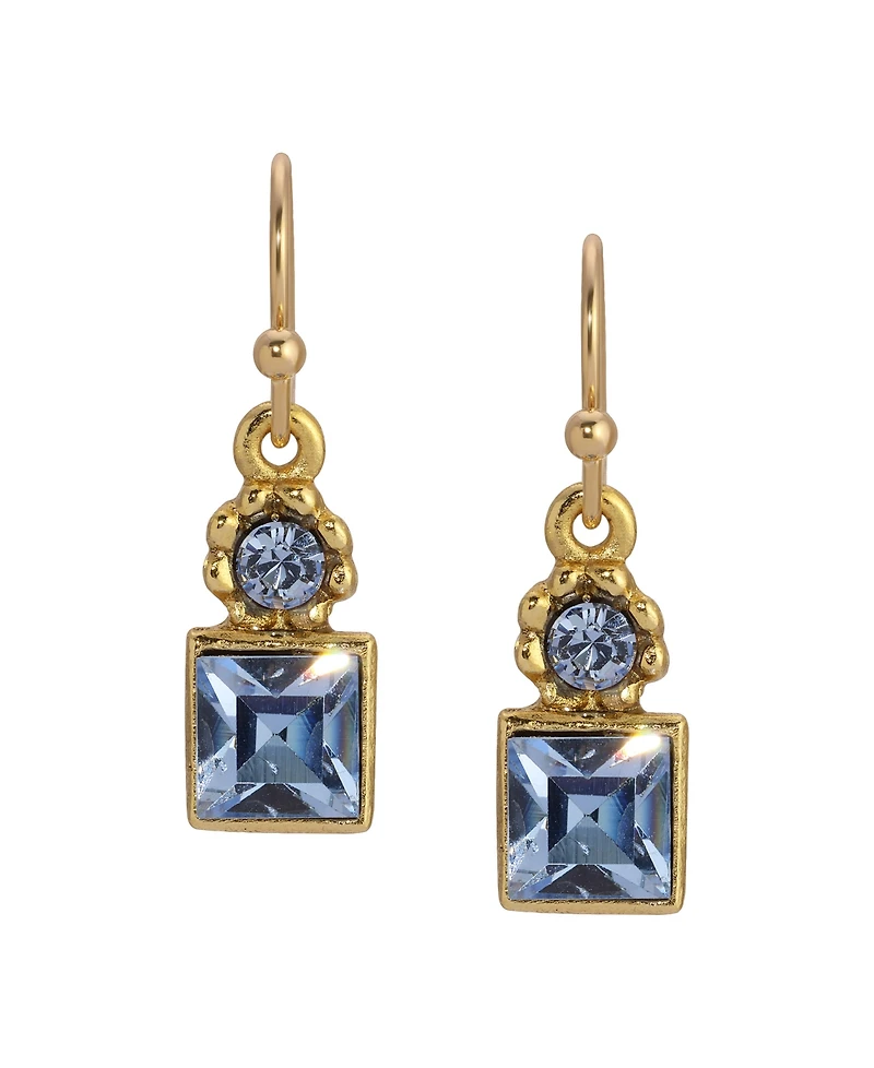 2028 Gold Tone Blue Square Drop Earrings