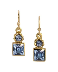 2028 Gold Tone Blue Square Drop Earrings