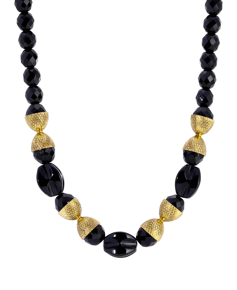 2028 Gold-tone Jet Bead Necklace
