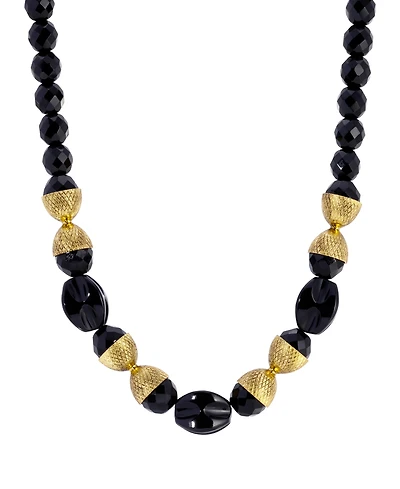 2028 Gold-tone Jet Bead Necklace