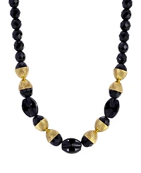 2028 Gold-tone Jet Bead Necklace