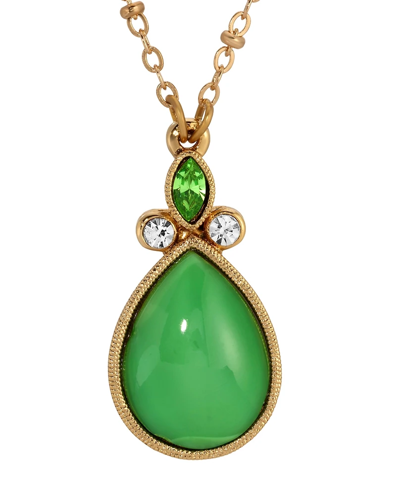 2028 Green Teardrop Crystal Necklace