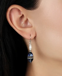 2028 Silver Tone Blue Bead Drop Earrings
