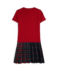 Polo Ralph Lauren Girls 7-16 Plaid-Skirt Cotton Sweater Dress