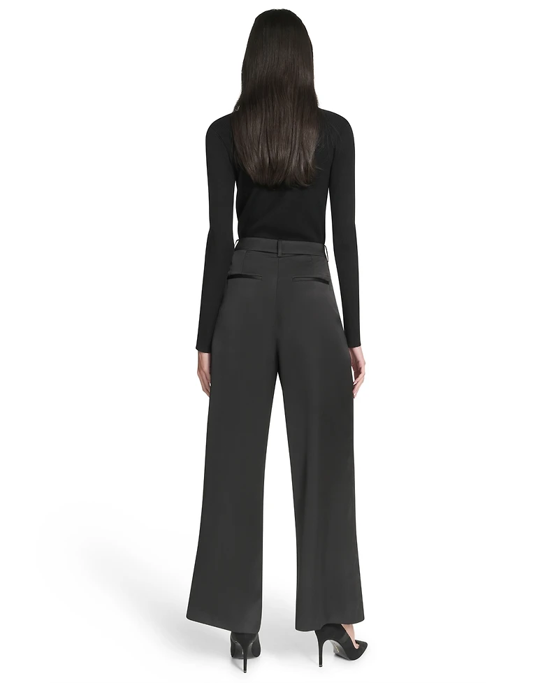 Halston Women's Pull-On Ponte Wide Leg Trousers