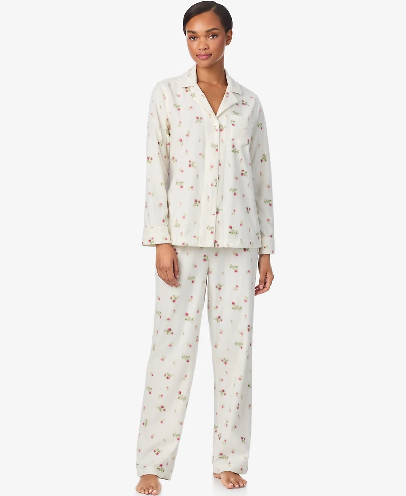 Lauren Ralph Women's Long Sleeves Notch Collar Pajama Set