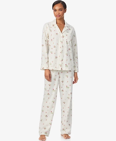 Lauren Ralph Women's Long Sleeves Notch Collar Pajama Set