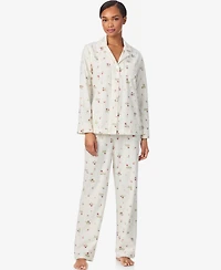 Lauren Ralph Women's Long Sleeves Notch Collar Pajama Set