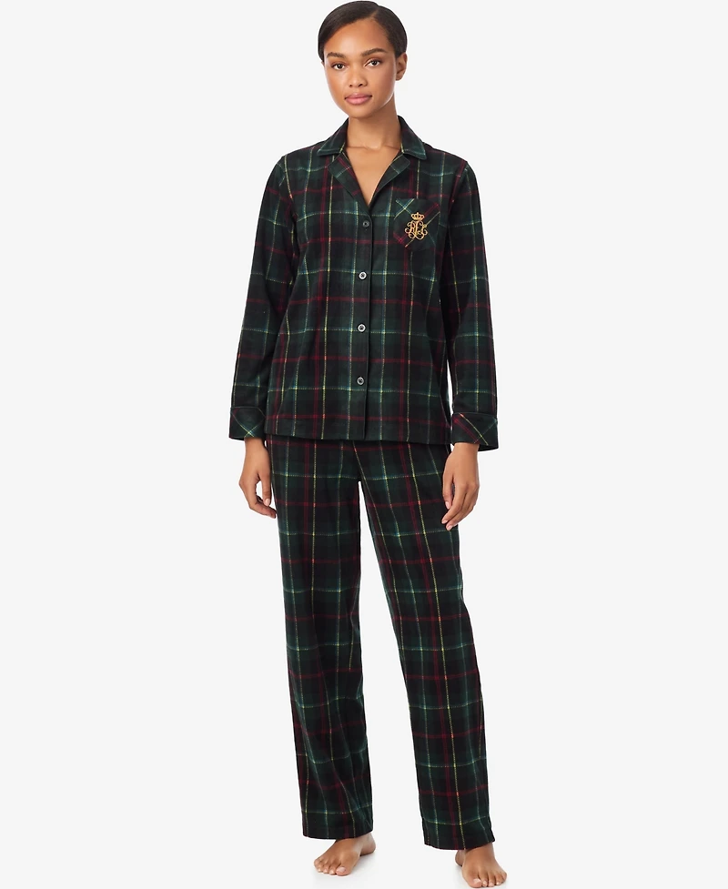 Lauren Ralph Women's Long Sleeves Notch Collar Pajama Set