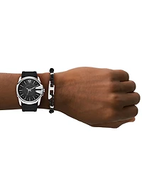 Diesel Men's Master Chief Quartz Three-Hand Date Black Silicone Watch Gift Set, 43mm