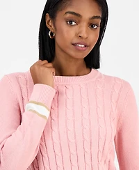 Nautica Jeans Women's Thick-Tipped Cable-Knit Crewneck Sweater