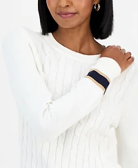 Nautica Women's Thick-Tipped Cable-Knit Crewneck Sweater