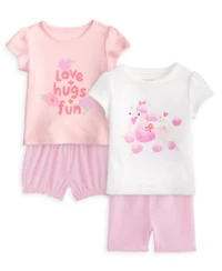 First Impressions Baby Girls Toddler 2t 4t Love Hugs Fun Short Sleeve T Shirts Shorts Macys Exclusive