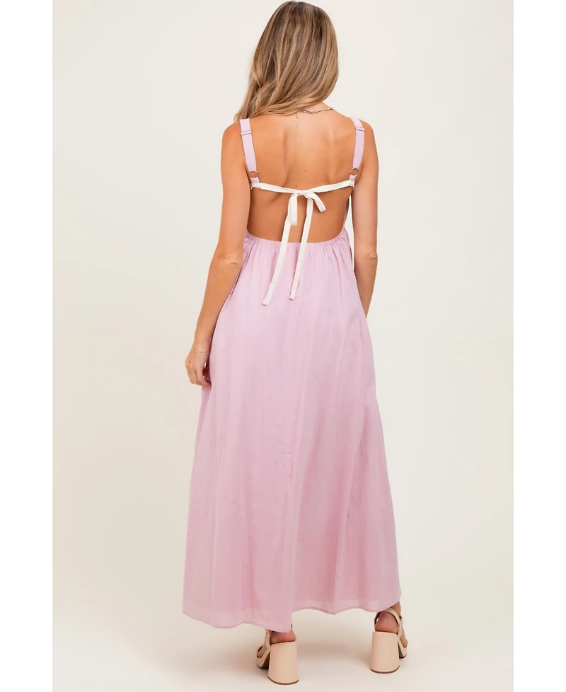 Pinkblush Maternity Light Pink Sweetheart Neckline Open Back Maxi Dress