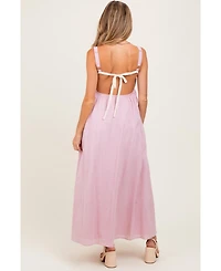 Pinkblush Maternity Light Pink Sweetheart Neckline Open Back Maxi Dress
