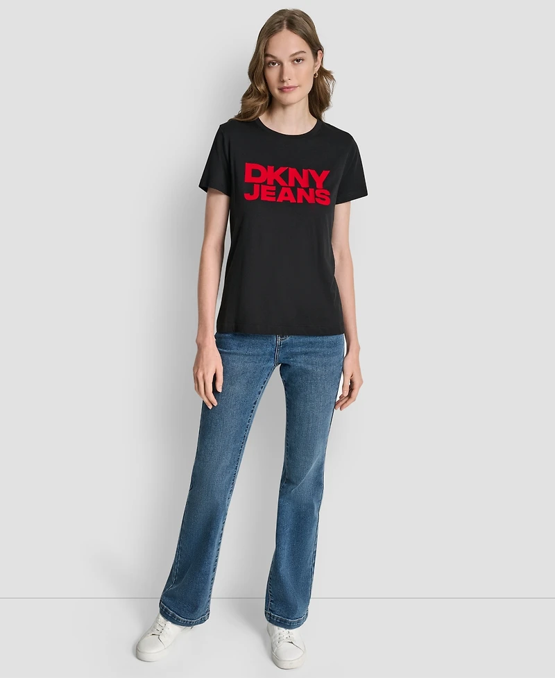 Dkny Jeans Women's Flocked Logo Crewneck T-Shirt
