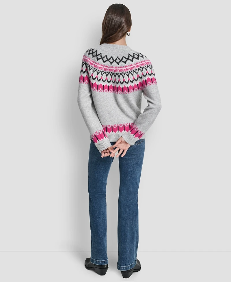 Dkny Jeans Women's Fair Isle Crewneck Raglan Sweater
