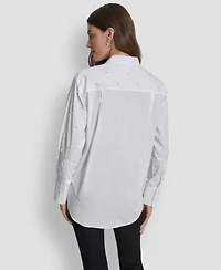 Dkny Jeans Women's Imitation Embellished Long Sleeves Shirt