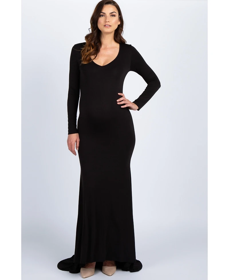 PinkBlush Black Long Sleeve Photoshoot Maternity Gown/Dress