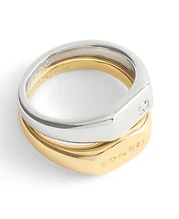 Coach Two Tone Signature Signet Duo Ring Set