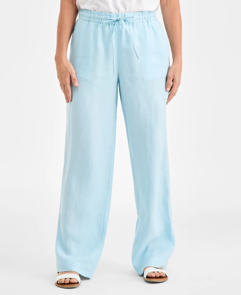 Charter Club Women's 100% Linen Drawstring Pants, Created for Macy's