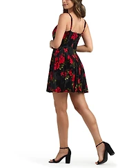 Bcx Women's Velvet Burnout Print Mini Dress