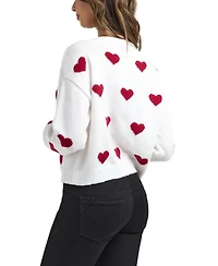 Bcx Women's V-Neck Pull-On Heart Sweater