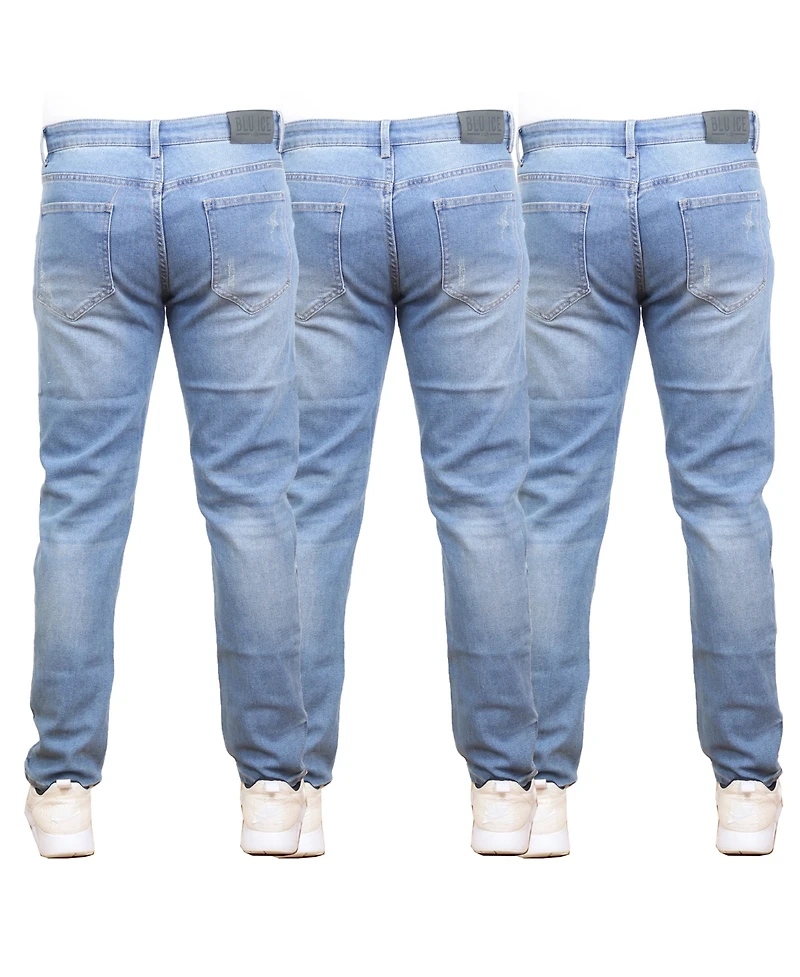 Blue Ice Men's 3-Pack Stretch Ripped Jeans